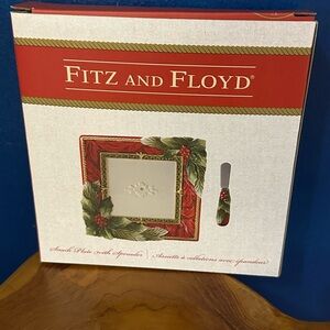 NWT Fitz And Floyd Holiday Home Appetizer Plate and Spreader Set